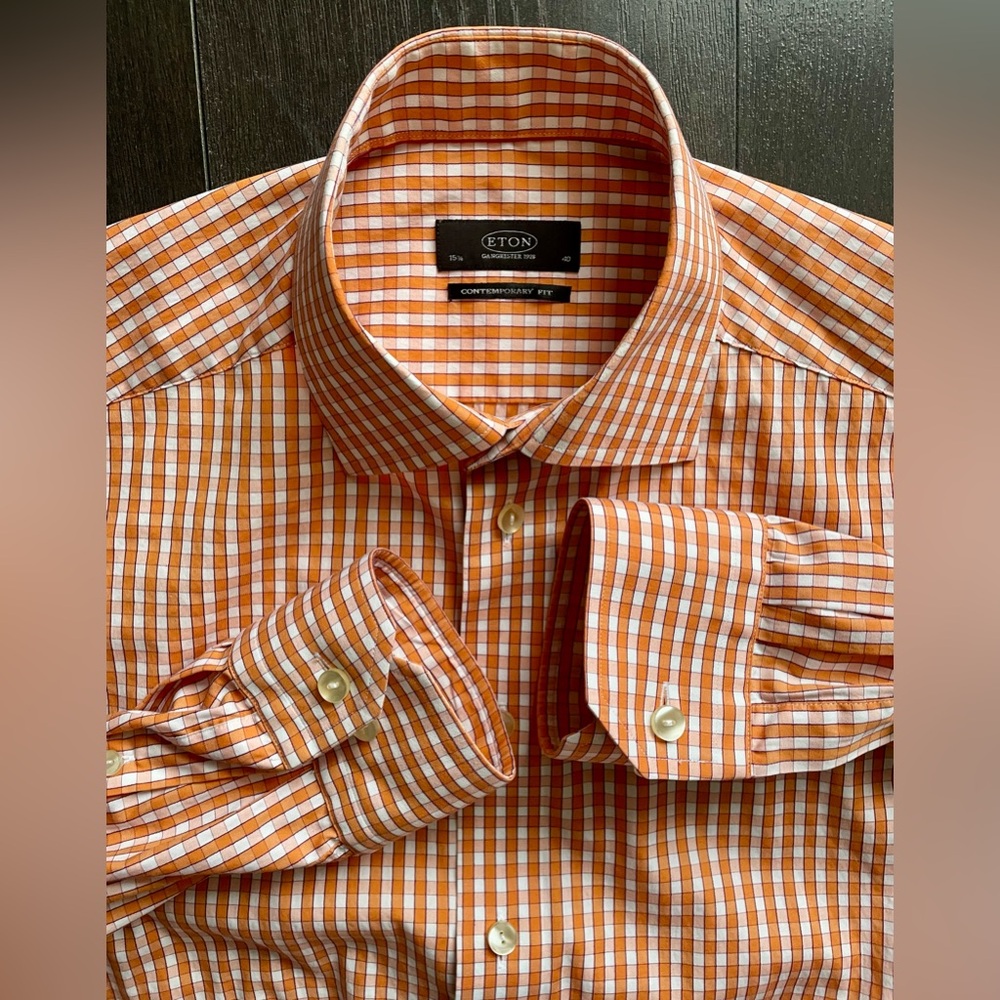 Eton Orange Check Dress Shirt - Contemporary Fit
